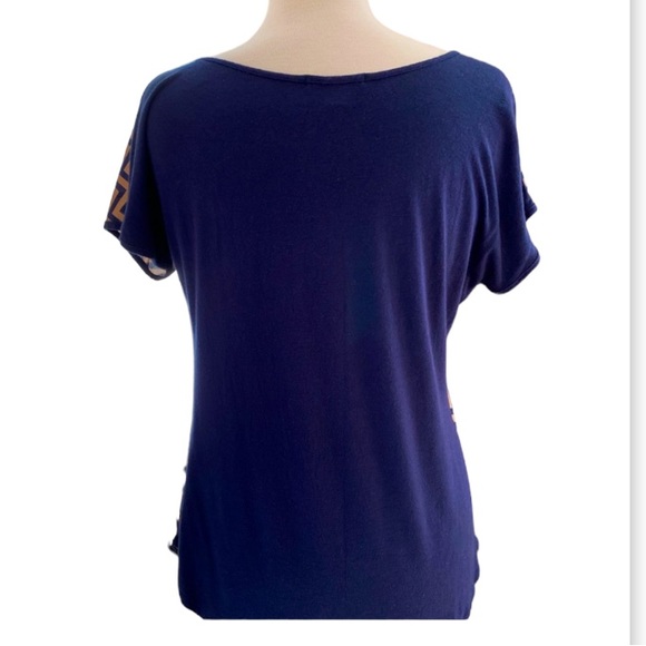 Espresso Abstract Print Chevron Navy Blue & Dusty Pink w Solid Navy Bac… - Picture 2 of 11